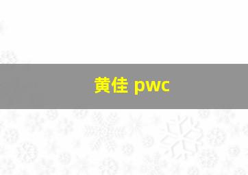 黄佳 pwc